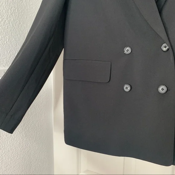 Reformation Jenner Black Double-Breasted Boyfriend Blazer - Picture 4 of 8